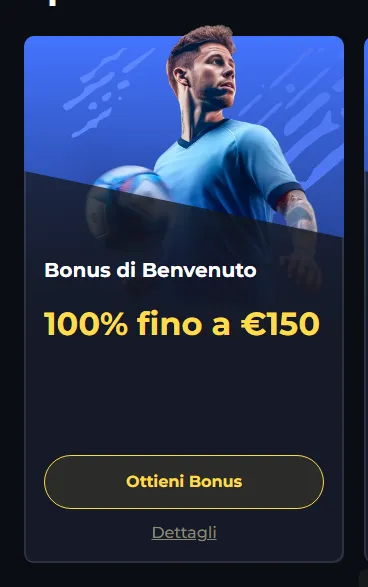 Bonus di benvenuto 100pct fino a eur150