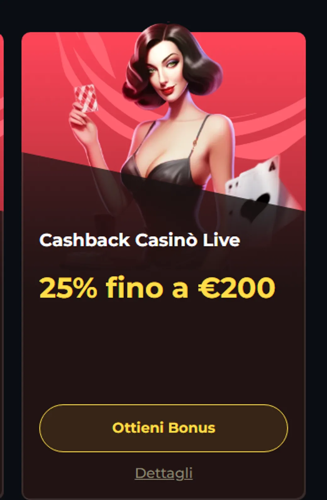 Cashback casino live 25pct fino a eur200